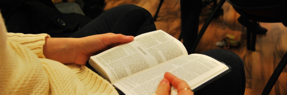Closeup of a bible open during Bible study